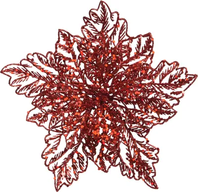 Produktbild von Weihnachtsstern - Kunststoff Blume auf Clip 23cm rot