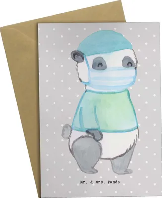 Produktbild von Mr. & Mrs. Panda Glückwunschkarte Operationsassistent Herz - Grau Pastell - Geschenk, osterkarten, Arzt, OP Assistent, Operationstechnischer, Ausbildung, weihnachtskarten