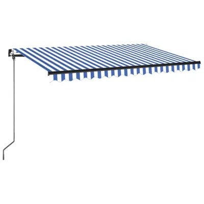 Image de vidaXL Store banne rétractable avec LED 450x350 cm bleu et blanc