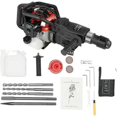 Produktbild von Benzin Abbruchhammer - 2-Takt Schlaghammer 32,6 cc - 1200 W Meißelhammer - Betonbrecher und Bohrhammer