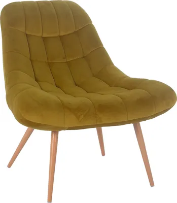 Produktbild von SalesFever Loungesessel mit XXL-Sitzfläche | Bezug Stoff in Samt-Optik | Gestell Metall in Holzoptik | üppige Steppung | B 76 x T 87 x H 86 cm | gelb