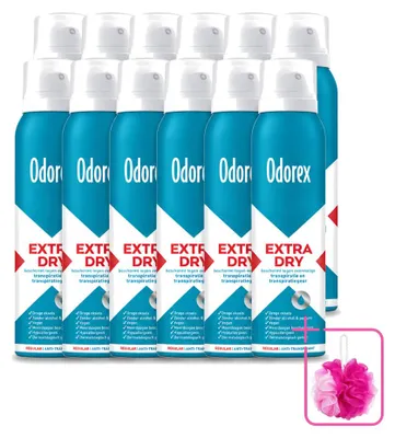 Obrázok produktu pre 12 kusov antiperspirantu a deodorantu Odorex Extra Dry Regular vo forme spreju, 150 ml - balenie