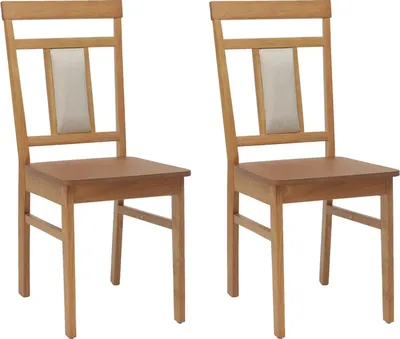 Image de vidaXL Chaise de salle à manger 2 pcs Naturel Bois de caoutchouc massif