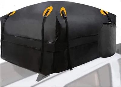 Produktbild von Famanu Autodachbox 425 Liter, wasserdicht, faltbar, mit Tasche und Riemen – Schwarz