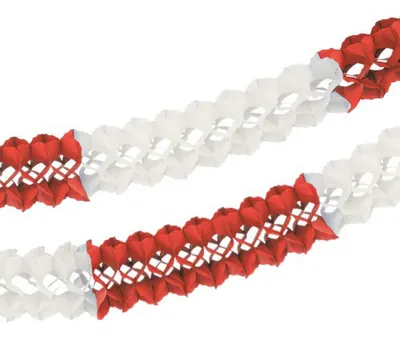 Image de Guirlande grand format, papier Ø 16 cm - 10 m rouge/blanc difficilement inflammable