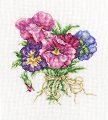 Obrázok produktu pre RTO Súprava na vyšívanie krížikom "Kytica fialiek" M565, počítaný vzor, 19x21,5 cm