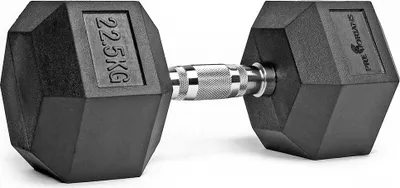 Obrázek produktu pro Činka 22,5 kg, šestihranná činka, gumový povrch, tělocvičné činky pro silový trénink, domácí, cvičení, fitness