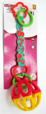 Image de Balle hochet pour bébé sur une cordelette qui peut être attachée à tout.