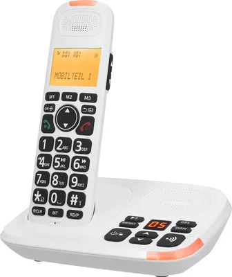 Obrázek produktu pro Bisofice Bezdrátový rozšiřitelný telefonní systém s kolébkou pro příjem hovorů 3 linky Displej Podpora ID volajícího 5 sluchátek Připojení 50 telefonních seznamů Hands-free hovory Funkce interkomu Konferenční hovor Ztlumení 16 jazyků pro kancelář Podnikání Domácnost Rodina
