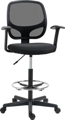 Obrázek produktu pro Kancelářská židle Vinsetto Mesh Ergonomická kancelářská židle Kreslící židle s nastavitelným kroužkem na nohy Výškově nastavitelná otočná židle s kolečky pro studium Nosnost až 120 kg Černá 60 x 56 x 110-132 cm