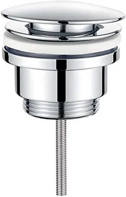 Produktbild von M20509 Click-Clack Waschbecken-Ablaufstopfen mit/ohne Überlauf – Silberner Metall-Ablaufstopfen für Badezimmer, robust und einfach zu montieren