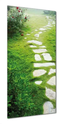 Produktbild von Wallario selbstklebende Duschrückwand 70 x 180 cm mit Motiv Steinweg im Grünen - Wandverkleidung mit Hochglanzlaminat in Glasoptik