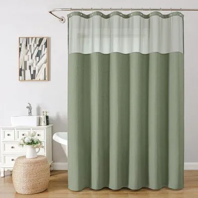 Produktbild von Unyqoos® Wasserabweisender Duschvorhang mit Netzfenster und Waffelstruktur für das Badezimmer