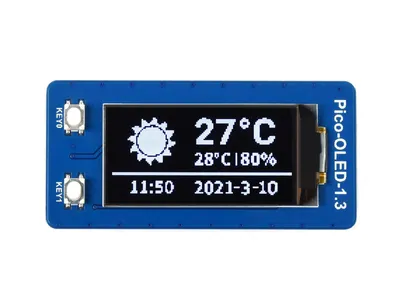 Produktbild von WaveShare 1.3inch OLED Display Module for Raspberry Pi Pico, 64×128, SPI/I2C