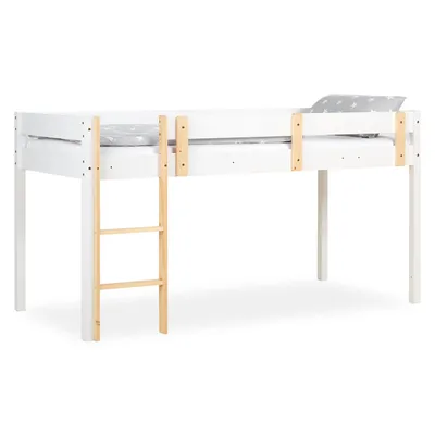 Image de Lit Superposé 90x200 Lit mezzanine en Bois Blanc Lit D'Enfant Lit Hauteur Sommier à lattes