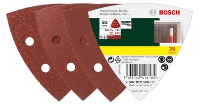 Produktbild von Schleifblatt-Set für Deltaschleifer, 93 mm, 60 - 240, 6 Löcher, 25er-Pack