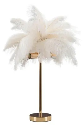 Produktbild von Mauro Ferretti Palme Tischlampe 2 Lichter E14 Ø 40x55 cm weiß gold