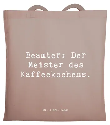 Produktbild von Mr. & Mrs. Panda Tote Bag Spruch Beamter Kaffeemeister - Braun Pastell - Geschenk, Laptoptasche, Shopping Tasche, Jubiläen, Einkaufstasche, Berufsalltag, Berufe, Beruf