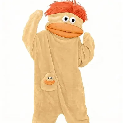 Produktbild von Gelber Monster Onesie Erwachsene - Plüsch Jumpsuit & Kostüm - Kuscheliger Pyjama mit Kapuze, Langer Fleece Schlafanzug Einteiler, XL