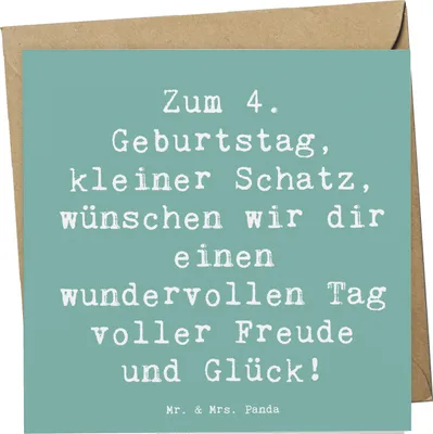 Produktbild von Mr. & Mrs. Panda Glückwunschkarte Spruch 4. Geburtstag - Meeresbrise - Geschenk, Meilenstein, Alter, Geburtstagsdeko, unvergessliche Momente, Klappkarte, Erinnerung, 4