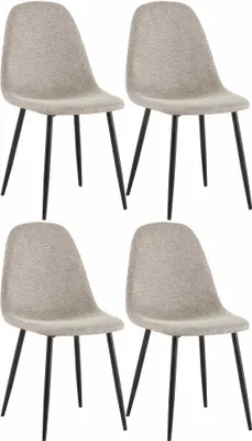 Produktbild von CLP 4er Set Esszimmerstühle Napier gepolstert bis 150 kg belastbar creme Material Stoff