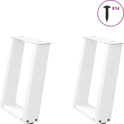 Produktbild von Couchtischbeine U-Form 2 Stk. Weiß 38x(42-43) cm Stahl