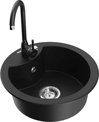 Produktbild von Mexen Diego 1-Becken-Granit-Spüle mit Mischbatterie Telma, Schwarz - 6512-77-670200-70