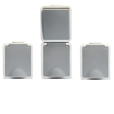 Produktbild von MC POWER Feuchtraum Schalter Steckdosen Set Aufputz | Fix Vorraum | IP54 grau