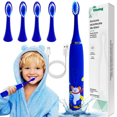 Image de Brosse à dents électrique sonique pour enfants, pour les dents et les gencives, 4 têtes de remplacement