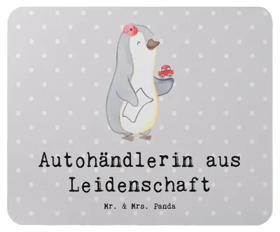 Produktbild von Mr. & Mrs. Panda Mouse Pad Autohändlerin Leidenschaft - Grau Pastell - Geschenk, mousematte, Beruf, computer mauspad, Witzig, Spruch, Autohandel, laptop mousepad, Lustig