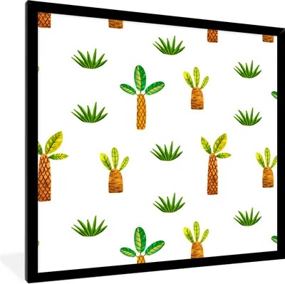 Produktbild von MuchoWow® Gerahmtes Poster Dschungel - Bäume - Design 40x40 cm - Poster mit Schwarzem Bilderrahmen Wandposter Rahmen Foto Bilder - Mit Rahmen - Wanddekoration Schlafzimmer