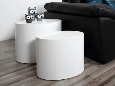 Produktbild von Satztisch >Milo< in Weiß/Hochglanz - 33x40x48cm (BxHxT)