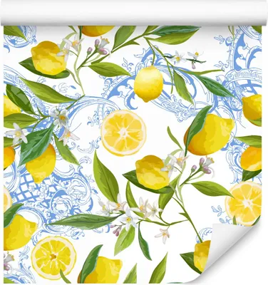 Produktbild von 10m VLIES TAPETE Rolle ZITRONE Blumen Aquarell 3D Dekor 6359
