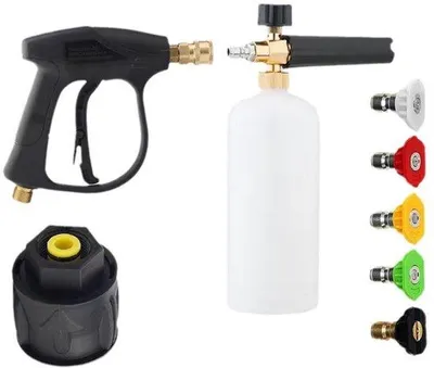 Produktbild von Autowasstraat-schuimlansset mit 5 Düse, Adapter, 1 l, anpassbarer 1/4"-Schnellkopf, Schaumkanonflasche, Seifenabgabeeinheit