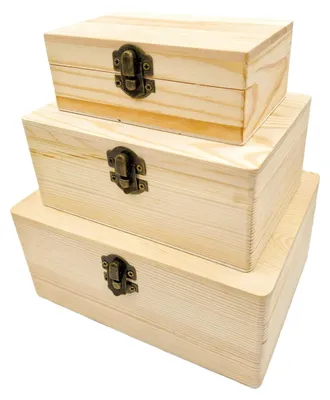 Immagine prodotto di Set di 3 scatole di legno non trattato per l'organizzazione
