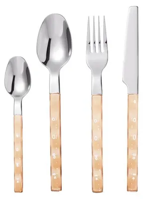 Produktbild von 24-teiliges Besteckset aus Silber mit beigem Griff