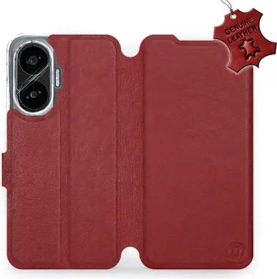 Produktbild von Echtleder Handyhülle für Xiaomi POCO F7, Mobiwear Leather, Dunkelrot