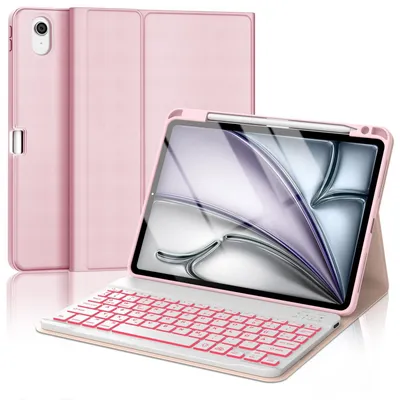 Produktbild von Hülle mit Tastatur für Air 11 Zoll M4 M3 M2 2026 2025 2024 Kompatibilität Blau Blau-Hintergrundbeleuchtung