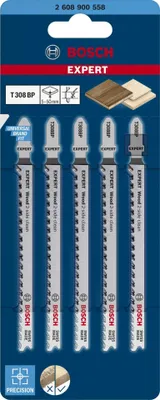 Productafbeelding van EXPERT Houtbewerking, zaagblad voor reciprozaag, geschikt voor hardhout, dubbelzijdig, type T308BP, 5-delig.