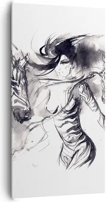Produktbild von Bild auf Leinwand - Leinwandbild - Zebras Bewegung Eleganz weiblich - 65x120cm - Wand Bild - Wanddeko - Leinwanddruck - Bilder - Kunstdruck - Leinwand bilder - Wandkunst - PA65x120-3013