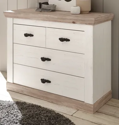 Produktbild von Kommode "Rovola" Pinie weiß / Oslo Pinie Landhaus 107 x 84 cm Schubladenkommode