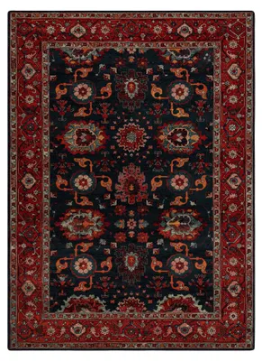Produktbild von Wollteppich POLONIA Tesoro Rahmen dunkelblau rot 235x350 cm