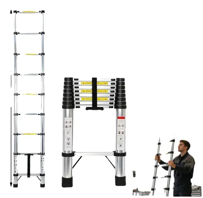 Immagine prodotto di Scala telescopica, acciaio inossidabile, portata 150 kg, 2,6 m, senza ganci