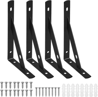 Produktbild von Stück Wandregalhalterung, 150 cm dreieckige Regalhalterung, schwebende Hardwarehalterung, Befestigungshalterung, gerade Winkelhalterungen, schwebende Hardwarehalterung, schwarz