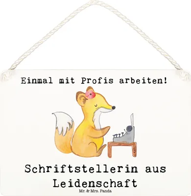 Produktbild von Mr. & Mrs. Panda Holzschild Schriftstellerin Leidenschaft DIN A6 - Weiß - Geschenk, holzbild, Verlag, Spruch, Schild, Witzig, Lustig, Buchladen, Wandschild, wandtafel
