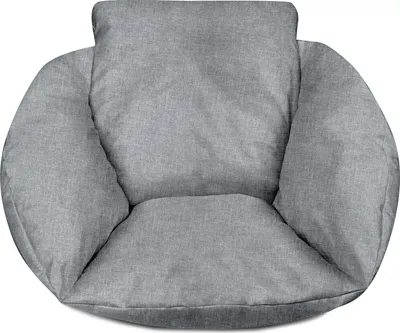 A gray cushion for a hanging chair.