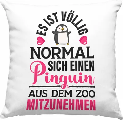 Produktbild von Trendation - Pinguin Geschenk Deko-Kissen mit Füllung 40x40 Kinder Liebe Spruch Kollegin Freundin  Deko-Kissen mit Füllung 40x40 Pinguin Liebhaber Lustig (Grün)