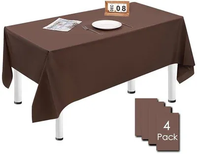 Obrázek produktu pro Voděodolné obdélníkové ubrusy, balení po 4 kusech, 137 x 274 cm, kávově hnědé, vhodné na narozeniny, svatby, Vánoce, dětské oslavy, do jídelny a na zahradní párty.