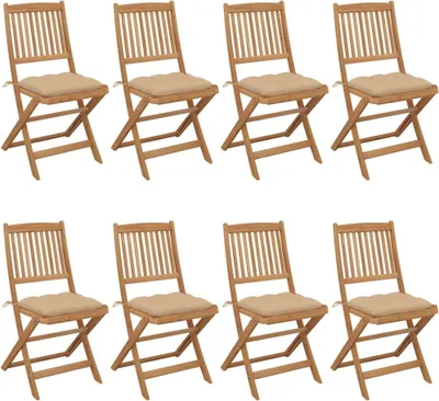 Produktbild von Design Klappbare Gartenstühle 8 Stk. mit Kissen Massivholz Akazie, Gartenstühle 2024 Neu