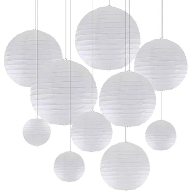Productafbeelding van Ronde Hangende Lantaarns van Papier en Metaal voor Decoratie